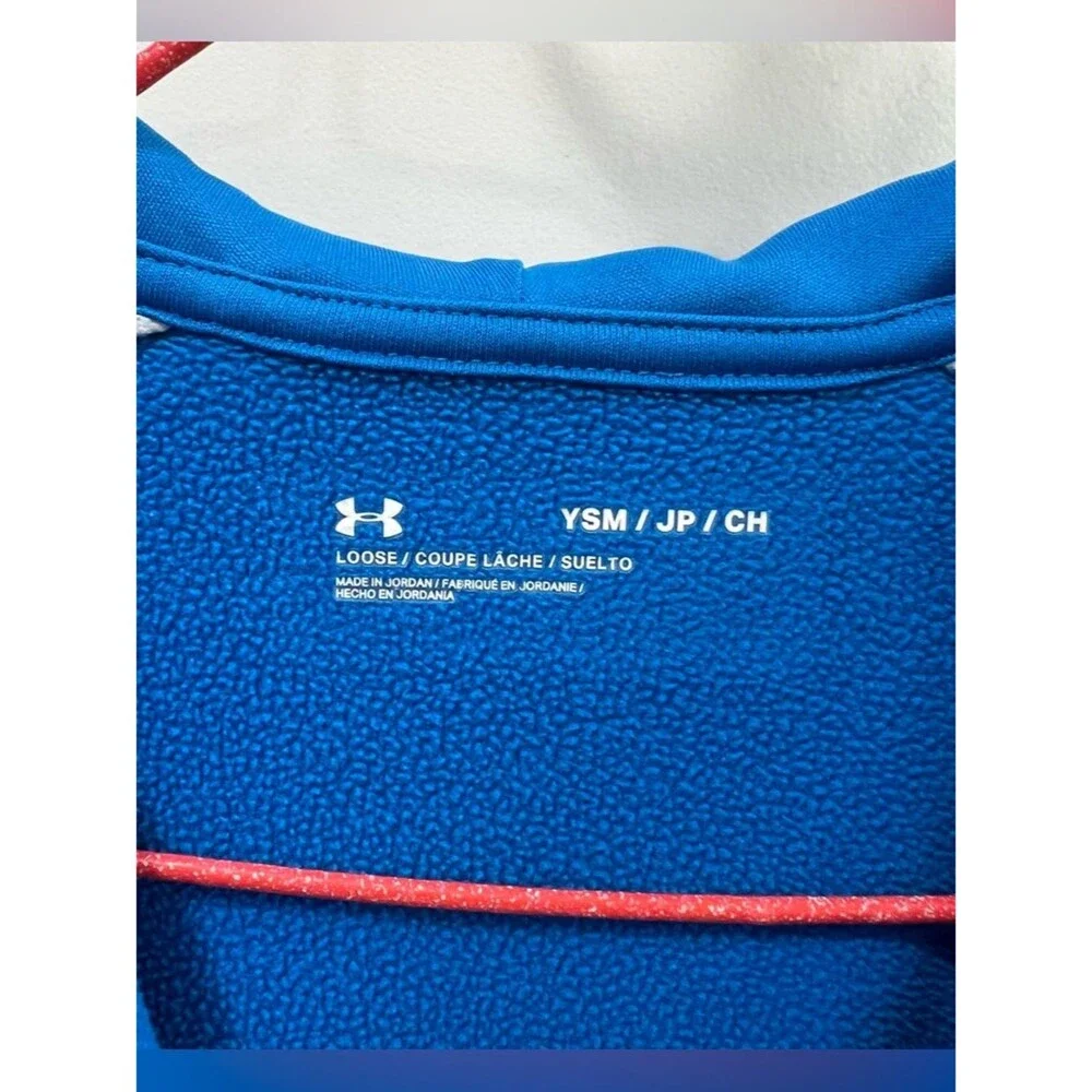 Under Armour Boys Blue Hooded Half-Zip Pullover Size S